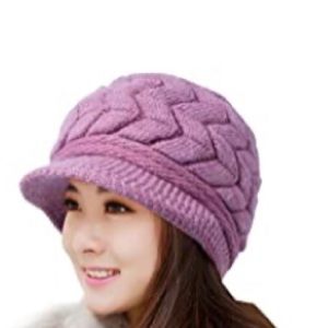Loritta Womens Winter Beanie Hat Warm Knitted Slouchy Wool Hats Cap with Visor